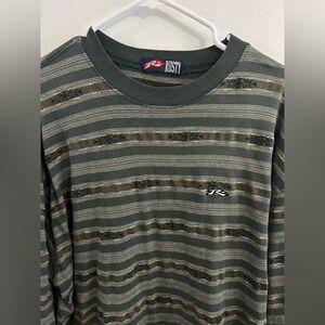 Vintage 90s Rusty L Striped Shirt Long Sleeve Grunge Surf Skate Streetwear *READ
